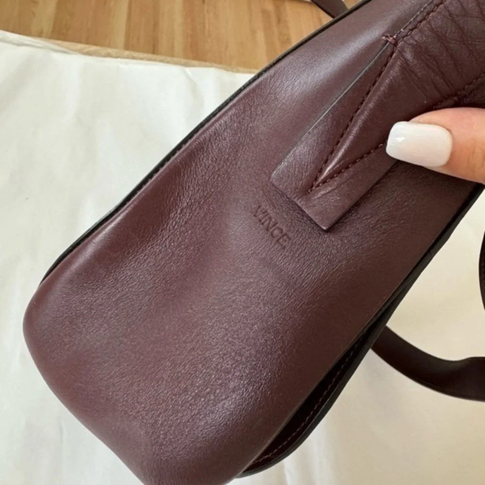 Vince‎ Maroon Burgundy Calf Hair Leather Rounded Crossbody Saddle Bag